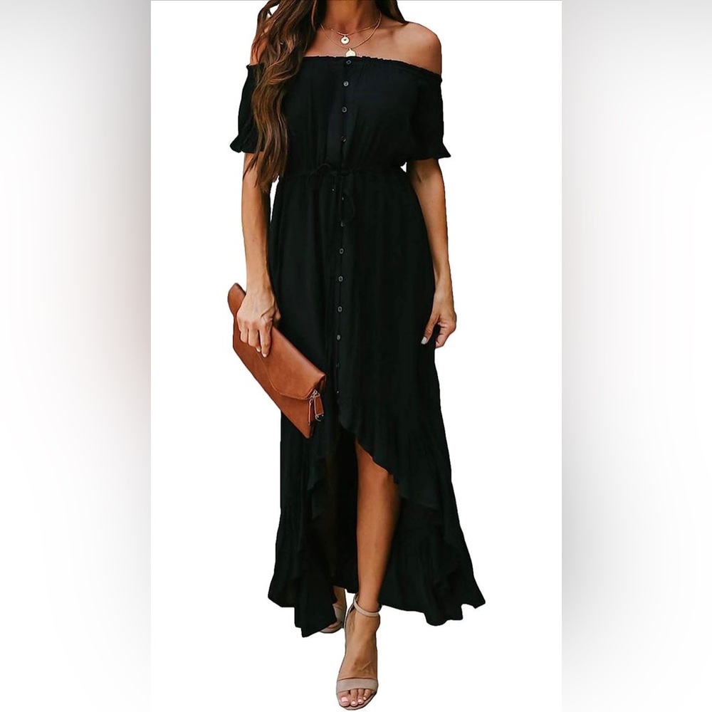 Amazon off shoulder ruffle maxi dress, size L
